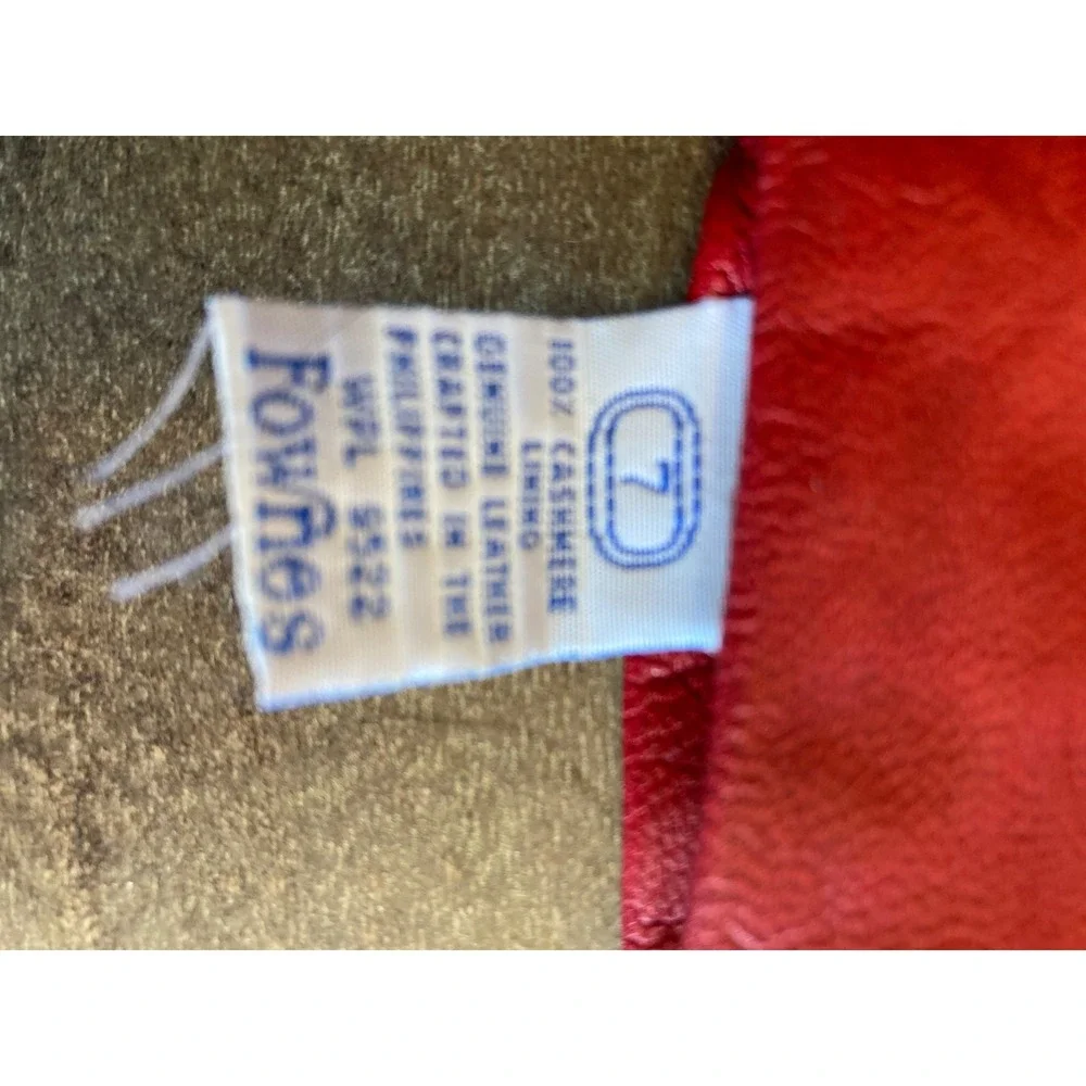 Fownes Red Leather Gloves Womens Size 7 Cashmere Lined Genuine Leather WPL 9522